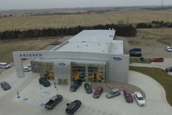 Aerial shot of Friesen Ford dealership.